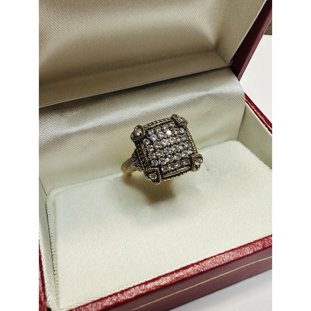 Judith Ripka Sterling 925 Silver Gold Tone CZ Heart Accent Ring - Picture 3 of 9